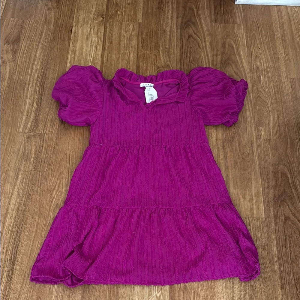 THML Purple Puff Sleeve Square Neck Sundress
